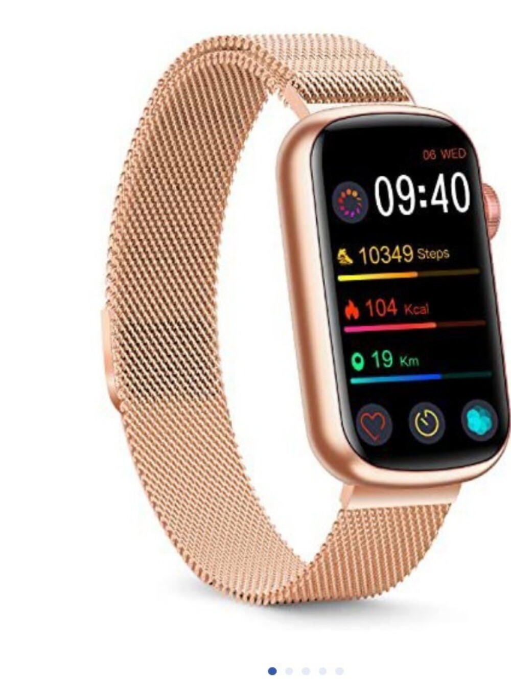 Fit VIiRose Gold Smart Fitness Tracker Watch with Milanese Loop